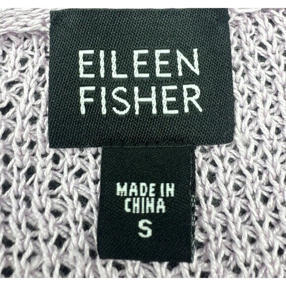 Women’s Eileen Fisher LAVENDER Cropped 100% Linen Long Sleeve Sweater Sz Small - Picture 6 of 10